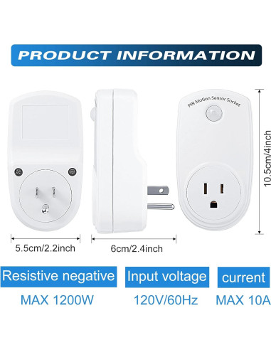 Enchufes con Sensor de Movimiento Macarrie 4 Piezas 120 Grados