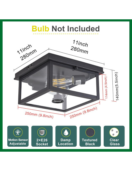 Luz de Techo Exterior Tarentlight con Sensor de Movimiento 2 Luces