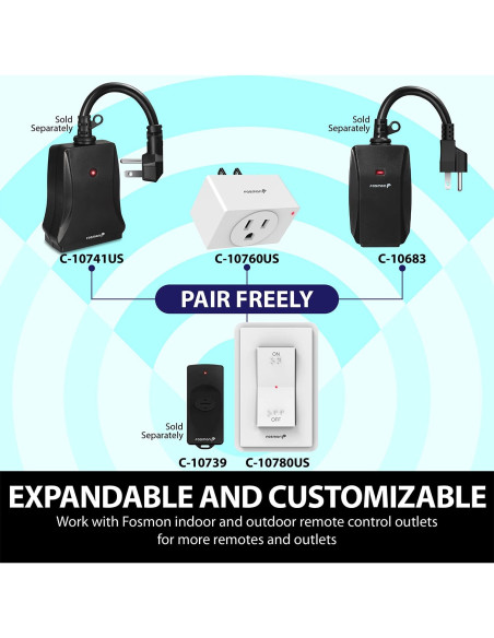 Interruptor de Luz Inalámbrico Fosmon C-10780US 15A 1875W