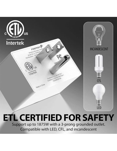 Interruptor de Luz Inalámbrico Fosmon C-10780US 15A 1875W