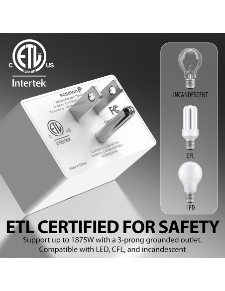 Interruptor de Luz Inalámbrico Fosmon C-10780US 15A 1875W
