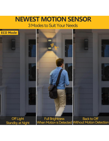 Luces de Pared Exteriores SHIMR con Sensor de Movimiento - 2 Paquete
