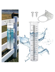 Medidor de lluvia exterior FWUNYVN 21x5.8cm con soporte acero