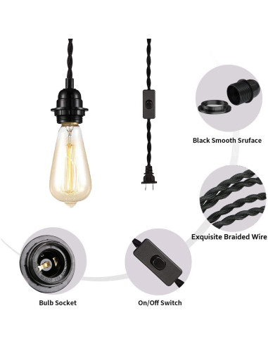 Kit de Luz Colgante DIY YIKEGE LICHT 4.57m Estilo Vintage