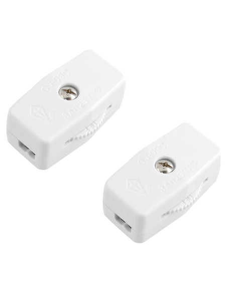 Interruptor de Cable Rotativo Blanco JJHXSM SPT-2 2 Pcs