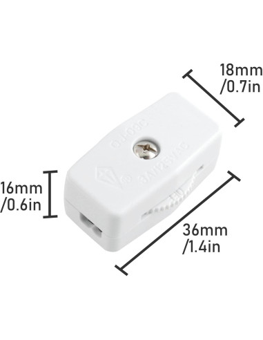 Interruptor de Cable Rotativo Blanco JJHXSM SPT-2 2 Pcs
