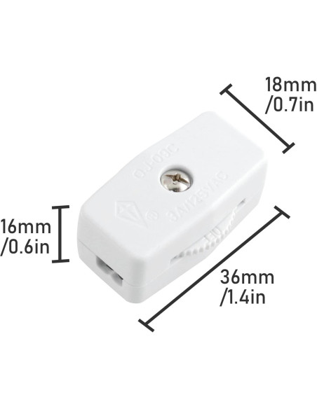 Interruptor de Cable Rotativo Blanco JJHXSM SPT-2 2 Pcs