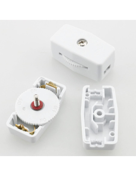 Interruptor de Cable Rotativo Blanco JJHXSM SPT-2 2 Pcs