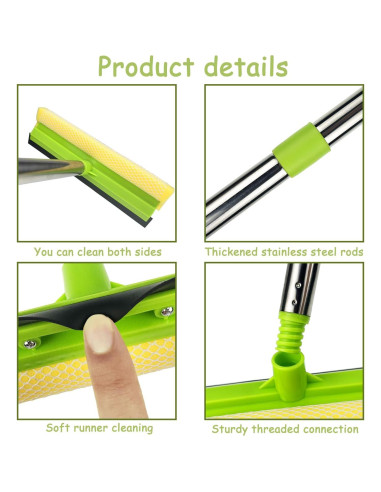 Raspador de Ventanas 2 en 1 Genérico con Polo Extensible 147 cm