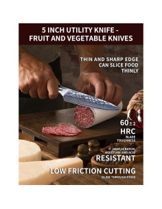 Cuchillo de Utilidad 13 cm SANMUZUO Damasco 67 Capas Mango Resina 2