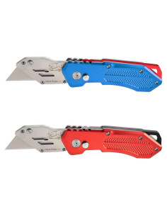 Cuchillo Utilitario Plegable Sykova 2 Paquetes Rojo y Azul