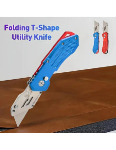 Cuchillo Utilitario Plegable Sykova 2 Paquetes Rojo y Azul 2
