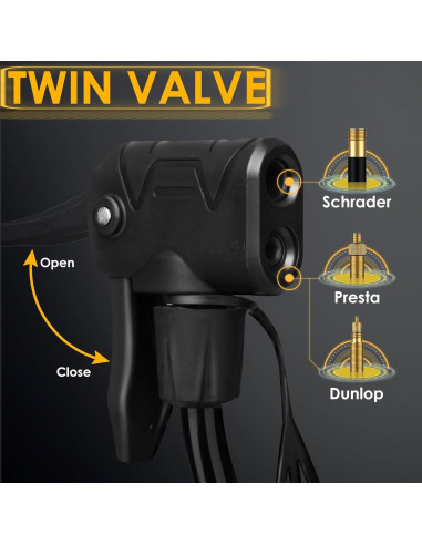 Bomba de Bicicleta VOGORA con Manómetro, Portátil, Doble Válvula