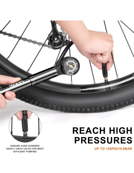 Bomba de Bicicleta Portátil CXWXC Mini con Manómetro 120 PSI