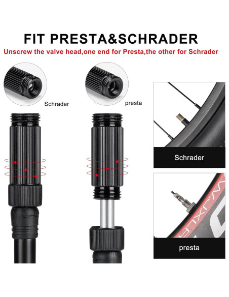 Bomba de Bicicleta Portátil CXWXC Mini con Manómetro 120 PSI