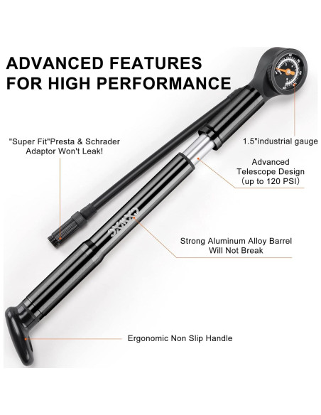 Bomba de Bicicleta Portátil CXWXC Mini con Manómetro 120 PSI
