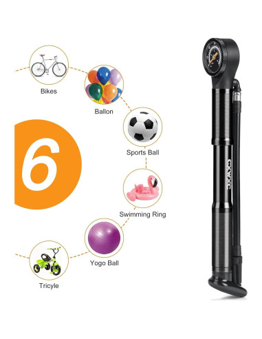 Bomba de Bicicleta Portátil CXWXC Mini con Manómetro 120 PSI