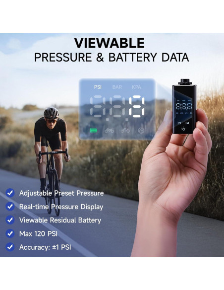 Mini bomba de aire eléctrica AUMENTAR con manómetro 120 PSI