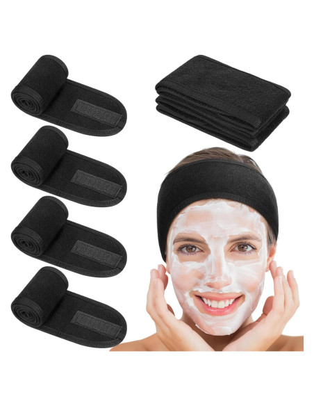 Paquete de 4 bandas de cabeza Obeoby para spa y maquillaje