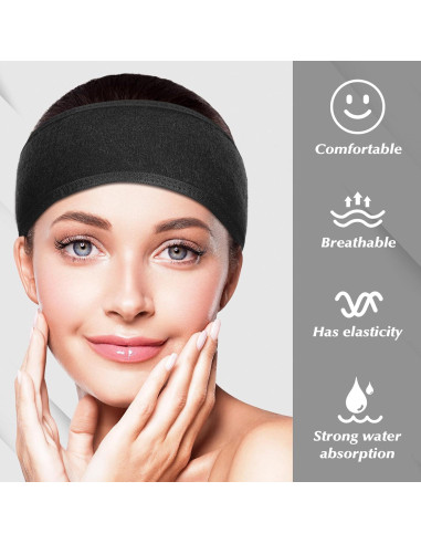 Paquete de 4 bandas de cabeza Obeoby para spa y maquillaje