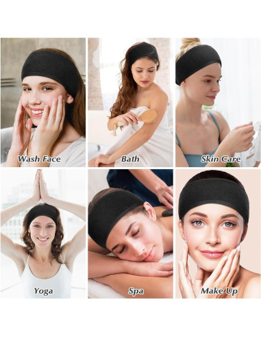 Paquete de 4 bandas de cabeza Obeoby para spa y maquillaje