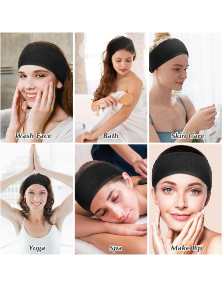 Paquete de 4 bandas de cabeza Obeoby para spa y maquillaje