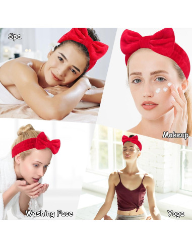 10 Diademas de Maquillaje Rojas Casoty - Suaves y Elásticas