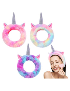 3 Diademas de Unicornio Chuangdi para Maquillaje y Spa