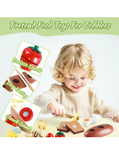 Juego de Comida de Desayuno de Madera Smartwo 12 Piezas 2