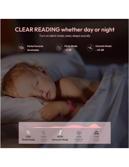 Termómetro Digital Sin Contacto Viproud Rosa - Alarma de Fiebre