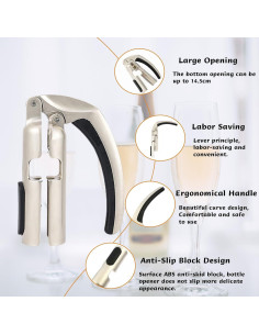 Abrebotellas de Champagne Ragyzity Portátil Zinc Ergonómico 2