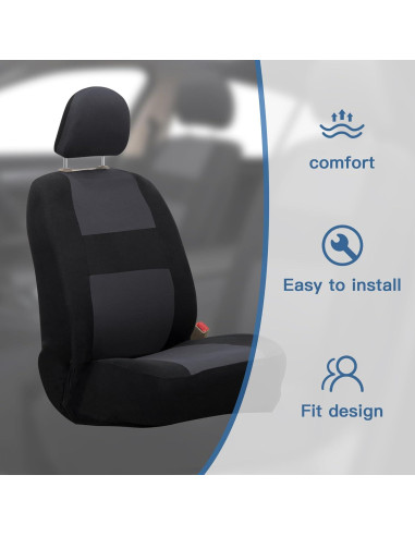 Fundas de Asiento de Coche DREAHOTEXTIL Universales 2 Pcs Gris