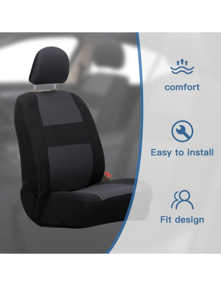 Fundas de Asiento de Coche DREAHOTEXTIL Universales 2 Pcs Gris