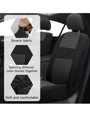 Fundas de Asiento de Coche DREAHOTEXTIL Universales 2 Pcs Gris