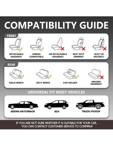 Fundas de Asiento de Coche WENNFOUR Beige Universal 2 Pzas