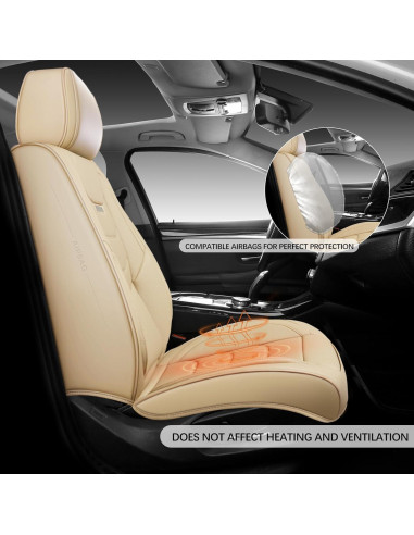 Fundas de Asiento de Coche WENNFOUR Beige Universal 2 Pzas