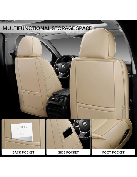 Fundas de Asiento de Coche WENNFOUR Beige Universal 2 Pzas