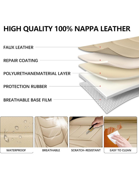 Fundas de Asiento de Coche WENNFOUR Beige Universal 2 Pzas