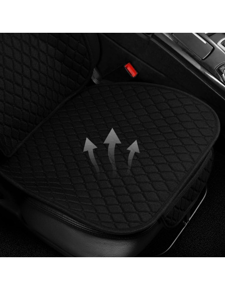 Fundas de Asiento de Coche DECKALY Lino Transpirables 2Pack Negro