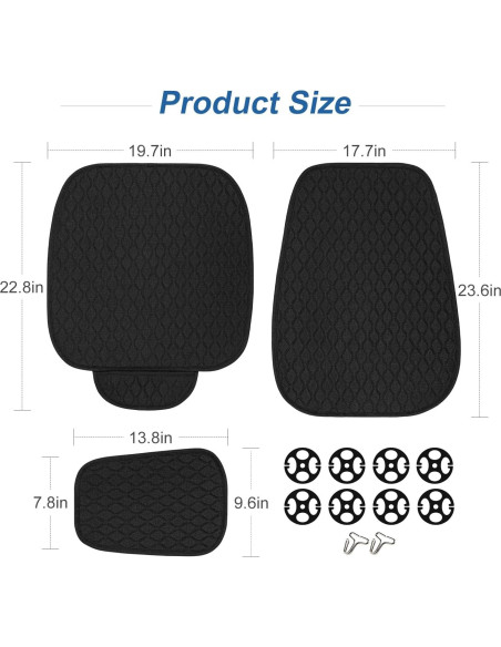 Fundas de Asiento de Coche DECKALY Lino Transpirables 2Pack Negro