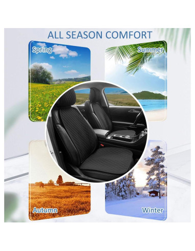 Fundas de Asiento de Coche DECKALY Lino Transpirables 2Pack Negro