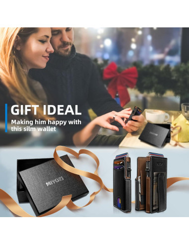 Billetera delgada para hombres RFID con clip y bolsillo monedas