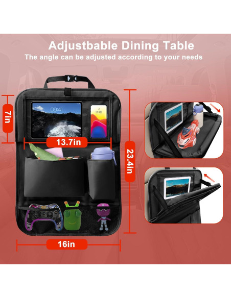 Organizador de Asiento Trasero Zecirl con Bandeja Plegable 6 Bolsillos