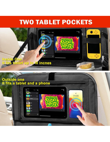 Organizador de Asiento Trasero Zecirl con Bandeja Plegable 6 Bolsillos
