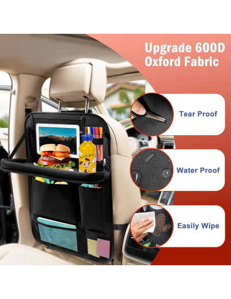 Organizador de Asiento Trasero Zecirl con Bandeja Plegable 6 Bolsillos