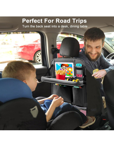 Organizador de Asiento Trasero Zecirl con Bandeja Plegable 6 Bolsillos