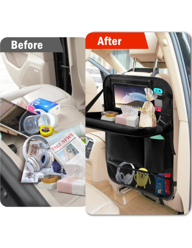 Organizador de Asiento Trasero Zecirl con Bandeja Plegable 6 Bolsillos