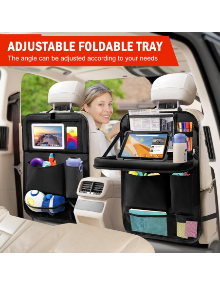 Organizador de Asiento Trasero Zecirl con Bandeja Plegable 6 Bolsillos