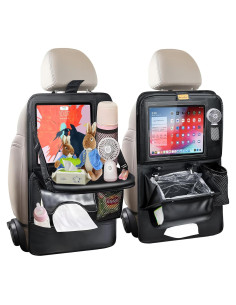 Organizador de Asiento Trasero de Coche Drsvabze - 2 Piezas con Soporte para Tableta y Bandeja Plegable