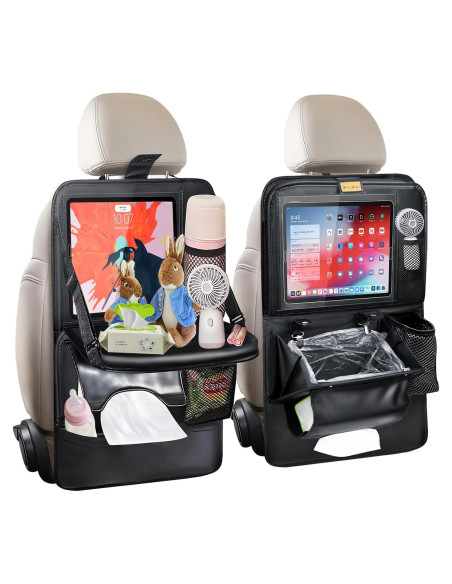 Organizador de Asiento Trasero de Coche Drsvabze - 2 Piezas con Soporte para Tableta y Bandeja Plegable